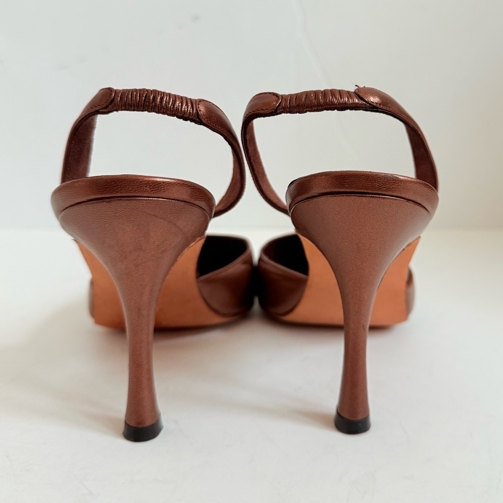 Manolo Blahnik Retro Metallic Bronze Brown Carolyne 70mm slingback pumps EU 37.5 - Picture 7 of 10